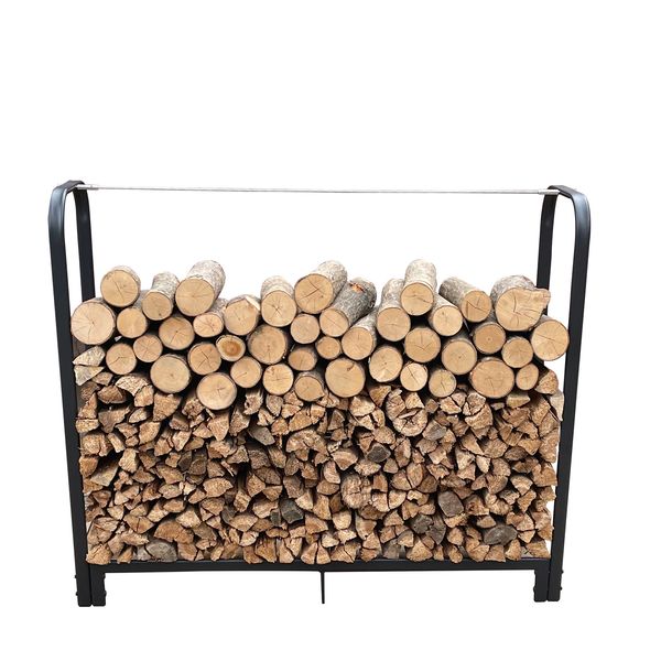 Heavy Duty 4ft Firewood Rack Metal Log Holder for Indoor For Outdoor Wood