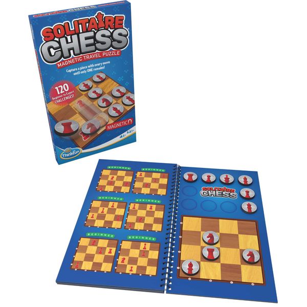 ThinkFun Solitaire Chess Magnetic Travel Puzzle - Engaging Logic Game & STEM Toy for Kids & Adults | Enhances Problem-Solving & Strategic Thinking | Ideal for Age 8 and Up | Travel-Friendly Design