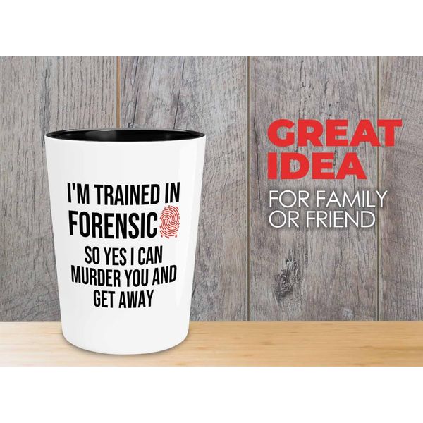Forensic Camper Mug 12oz - Trained In Forensic - Forensics Anthropologist Pathologist DNA Analysts Forensic Scientist Professor Gift