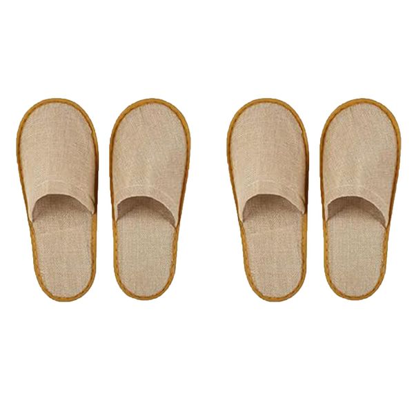 Rakiuty Hotelslipper, Einwegschuhe, Gästehausschuhe Set, 2 Paar Frottierslipper, Pantoffeln Herren und Damen Hausschuhe - Universalgröße, Einweg Hausschuhe Hochzeit,Größe EU 38-44, Gelb