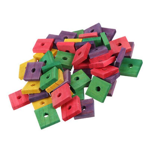 50pcs Parrot Wooden Block Toy Bird Chew Toys Cage Pet Accessories US