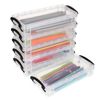 BTSKY 6 Pack Stackable Translucent Pencil Box - Office Storage Brush Painting Pencils Box, Black