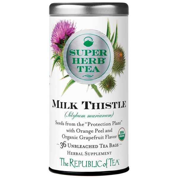 The Republic of Tea Organic Milk Thistle SUPERHERB Tea Bags, Tin of 36 Tea Bags