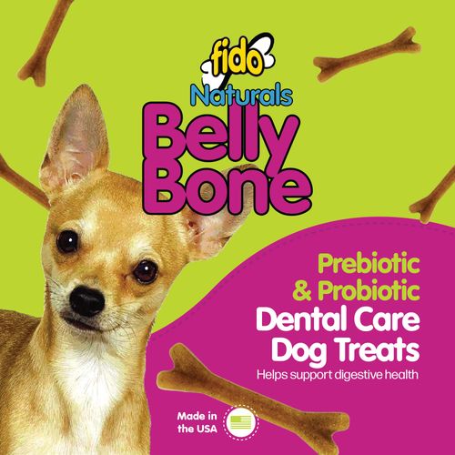 Fido Naturals Belly Bones for Dogs, Yogurt Flavored Mini Dog Dental Treats - 21 Treats Per Pack, 3 Pack - for Small Dogs, Made in USA, Plaque & Tartar Control, Fresh Breath, Digestive Health Support