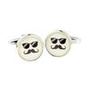 Cool Reflection Sunglasses and Moustache Design Round Cufflinks, Presented in a Personalised Engraved Box
