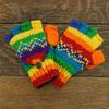 LOUDelephant Hand Knitted Wool Shooter Gloves - Stripe Rainbow Zig Zag