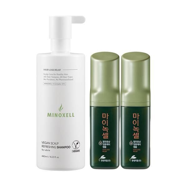 [Minoxel] Vegan Scalp Refreshing Hair Loss Shampoo [480ml] 1ea + Minoxel Scalp Intensive Ampoule [60ml] 2ea