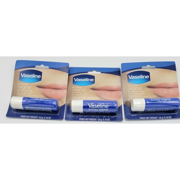 **3 PACK** Vaseline Lip Therapy Original with Petroleum Jelly 0.16 oz/ea.