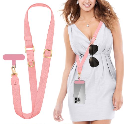 Fishent Cell Phone Lanyard with Hanging Loops, Adjustable Anti-Theft Phone Strap Crossbody for Women Men, Universal Neck Lanyards for Keys Travel Essentials, Pink