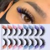 QYLPZ 8 Pairs Coloured False Eyelashes Colored Lashes Cat Eye Natural False Lashes Faux Mink Lashes Colored Lashes Fluffy Wispy Russian Strip Lashes with Color （4 MIX Colors ）