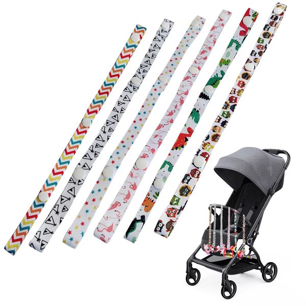 SwirlColor Baby Toy Straps for Pushchair, 6 Styles Adjustable Cute Practical Stroller Straps Pram Toy Strap for Baby Strollers Cribs High Chairs Toys Baby Bottles