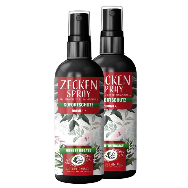 Nature Animal® 2X ZECKENSCHUTZ Spray für Hunde + Katzen mit Sofortwirkung – ZECKEN Abwehr für Ihr Haustier – natürliche Behandlung hochwirksam