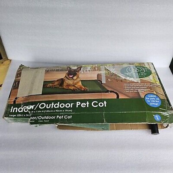 Indoor/Outdoor Elevated Raised Dog Bed Large Dogs Camping Pet Bed Green 130lbs!