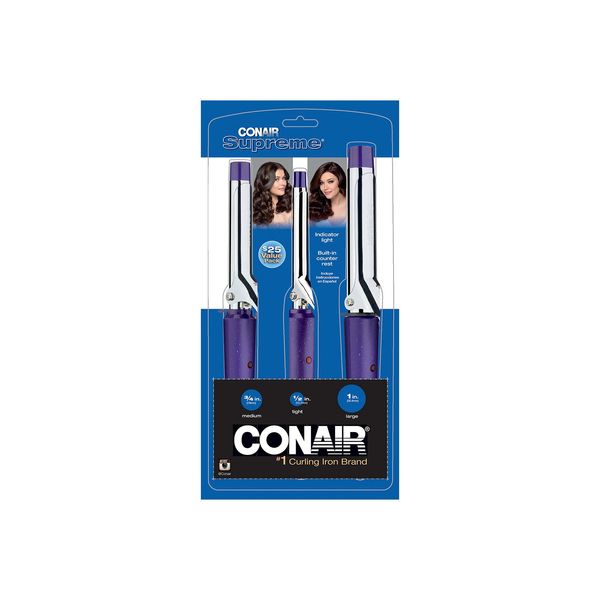 Conair Supreme Curling Iron Combo Pack, 1/2", 3/4", & 1", Set of 3