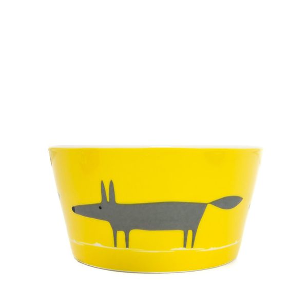 Scion Living Animal Range Medium Ceramic Bowl Mr Fox - Yellow & Charcoal - 565ml