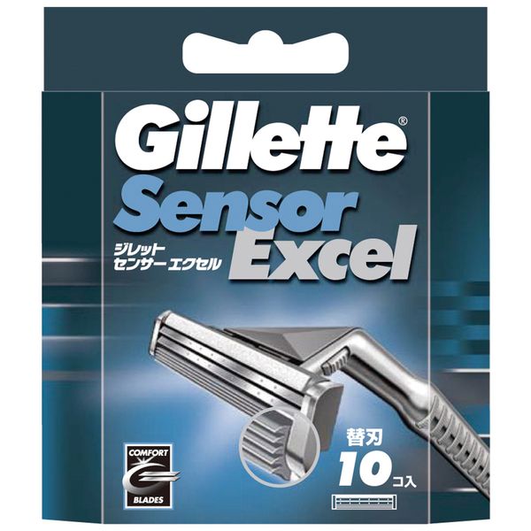 Gillette Sensor Excel Single Item, 10 Replacement Blades, For Men