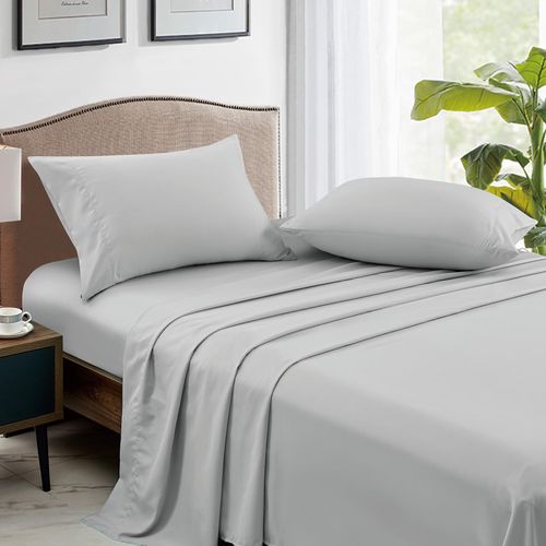 FreshCulture Light Grey Pillowcases Queen Size 2 Pack - Pillowcase Set - Envelope Closure - Soft Brushed Microfiber Fabric - 20x30 Inches Pillow Case Set of 2 for Home, Hotels, Schools