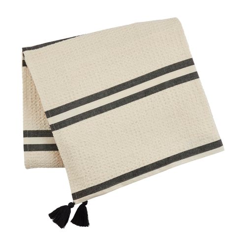 Mud Pie Waffle Chambray Blanket, Black, 60" x 50"