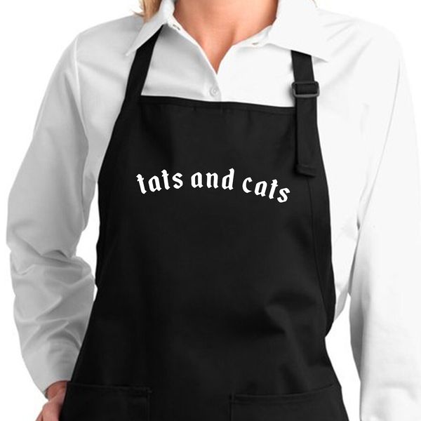 Tats and Cats Tattooed Cat Mom Tattoo Artist Gift Inked Pet Lover Cooking Apron