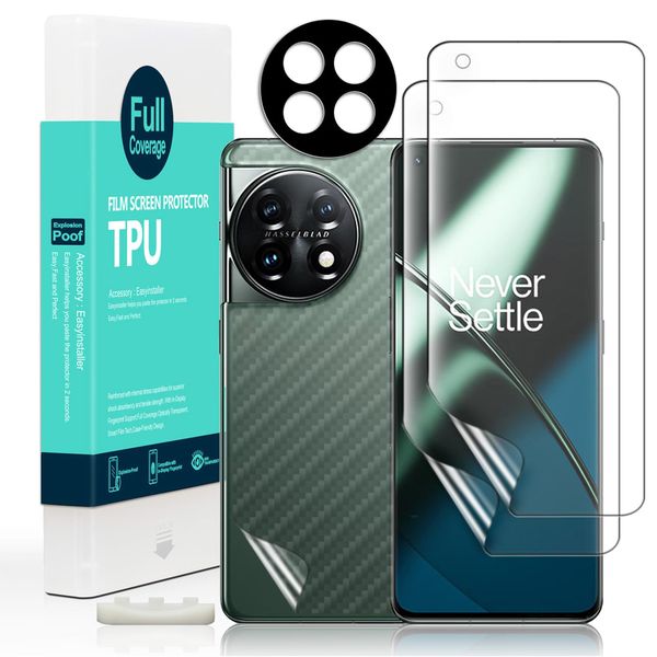 Ibywind Screen Protector For Oneplus 11 5G(6.7 Inches),with 2Pcs Flexible TPU Film,1Pc Camera Lens Protector,1Pc Backing Carbon Fiber Film [Fingerprint Reader,Easy to install]