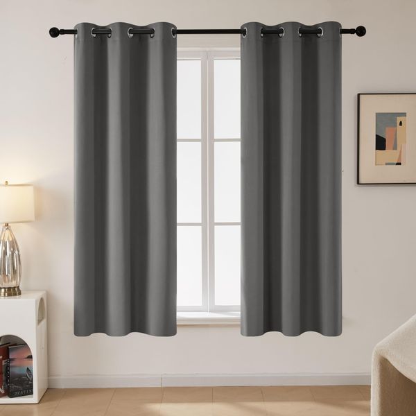 Deconovo Room Darkening Blackout Curtains for Bedroom Windows -Thermal Insulated Drapes for Living Room (Light Grey, 42x63 in, 2 Panels)