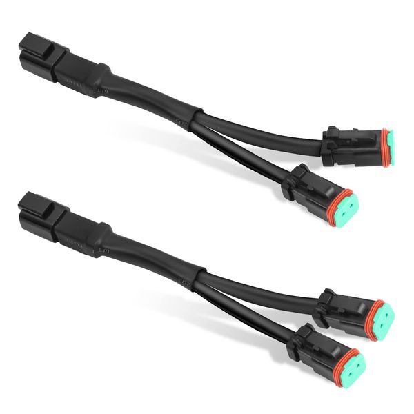 OFFROADTOWN 2PCS DT DTP Wiring Harness Adapters Connectors Splitters Plug n Play Wiring Harness 240w for LED Light Bar LED Pod Fog Lights Driving Light LED Cubes LED Work Lights