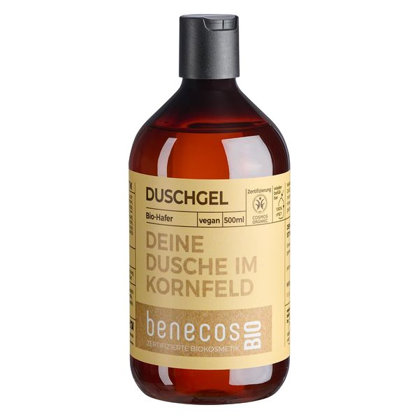 benecosBIO - Duschgel BIO-Hafer - DEINE DUSCHE IM KORNFELD - vegan - recyceltes Plastik