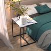 Marble C Shaped End Table Under Sofa Bedroom Couch Table Metal Frame Hidden Base