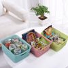 Rinboat Muti-Colour Rectangle Plastic Weave Storage Shelf Baskets, Pack of 6