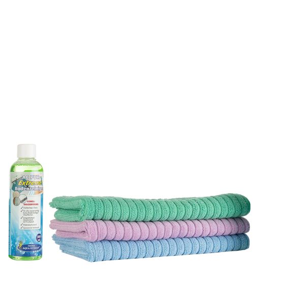 AQUA CLEAN Kristall Bodentücher hohe Schmutz- & Wasseraufnahme, 3tlg. inkl. 200ml Reiniger