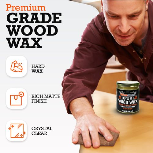 WiseBond Ol’ No.9 Wood Finish Wax Oil 9oz, Citrus Scented Polish Food Safe Conditioner, Waterproof Wooden Tables, Hardwood, Cutting Board, Bowl, Non-Toxic Restore, Protect