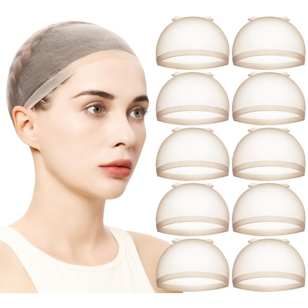 Teenitor 20PCS Wig Caps, Stretchy Thin and Transparent Wig Cap, Breathable Wig Cap for Lace Front Wig, Invisible Stocking Caps for Wigs, Bald Cap for Wig, Beige