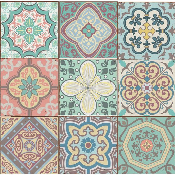 Self Adhesive Wall Tiles Stickers -9 PCS Moroccan Mosaic Style Kitchen Wall Art Tiling Traditional Vintage Design Peel And Stick transfers Tile Paint-Bathroom backsplash kitchen splashbacks (4 inch)