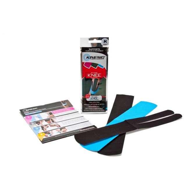 Kinesio Pre-Cuts Kinesiology Tape: 3 strips/package (Black & Blue Knee Strips)