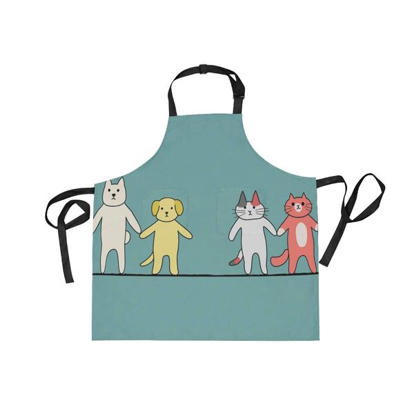 SoreSore Women's Apron H-Shape, Cute, Kitchen Apron, Sushi, Food, Cute, Green, Stylish, Front Cover, Neck Hanging, Waterproof, With Pockets, Cooking, Cafe, Nursery School, For Home, Men's, Unisex, color 15