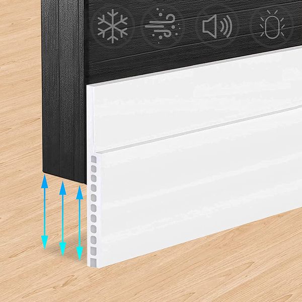 Door Draught Excluder for Huge Gap，3" W x 39" L Adhesive Door Weather Stripping Rubber Bottom Seal Strip Soundproof Under Door Draft Stopper Door Draft Blocker,white