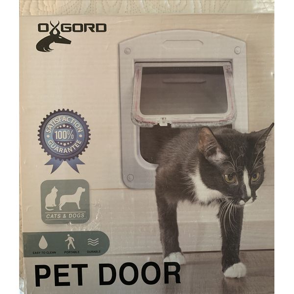 New Dog Cat PET DOOR Oxgord 9” X 8” Clear 4 Way Locking Door Easy install