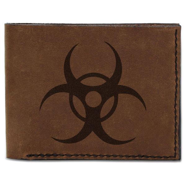 Men's Biohazard Symbol -3 Handmade Genuine Pull-up Leather Wallet MHLT_03