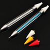 2 Pcs Double-End Crystal Nail Rhinestone Picker Nail Art Gem Pick Up Tool Self Adhesive Dotting Pen Manicure Tools with Case