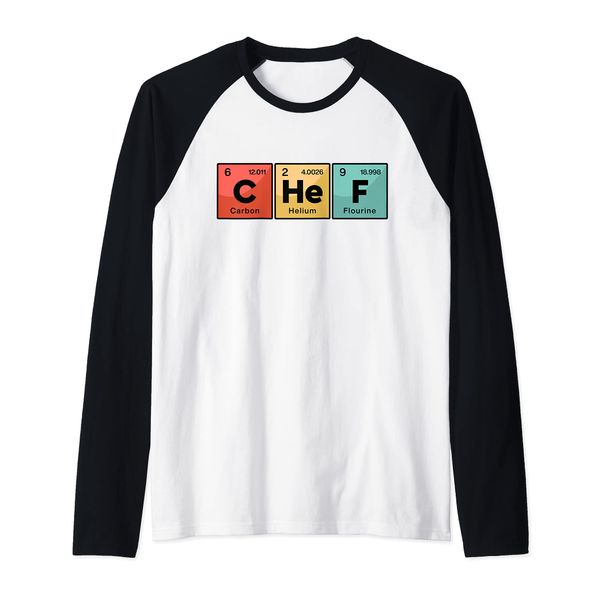 Chef Periodic Table Of Elements Funny Cook Cooking Culinary Raglan Baseball Tee