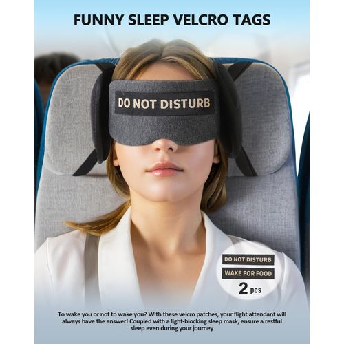 Travel Pillows for Airplanes, Plane Pillow with Eye Mask for Long Flights Sleeping, 360° Support Airplane Head Strap Compact Flight Essentials for Travel Sleep Neck Upright, Stop Bobblehead (Grey)