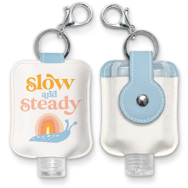 Studio Oh! Hand Sanitizer Holder with Travel Bottle Refillable Mini Bottle in Slow and Steady with Portable Keychain Holder Keeps Hands Clean & Germ-Free