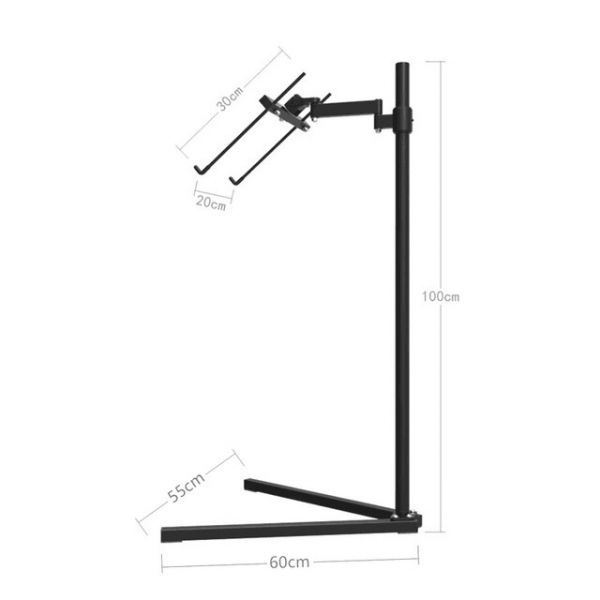 Steel Frame Floor Standing Laptop Stand Bedside Sofa Movable Vertical Floor Shelf, Black