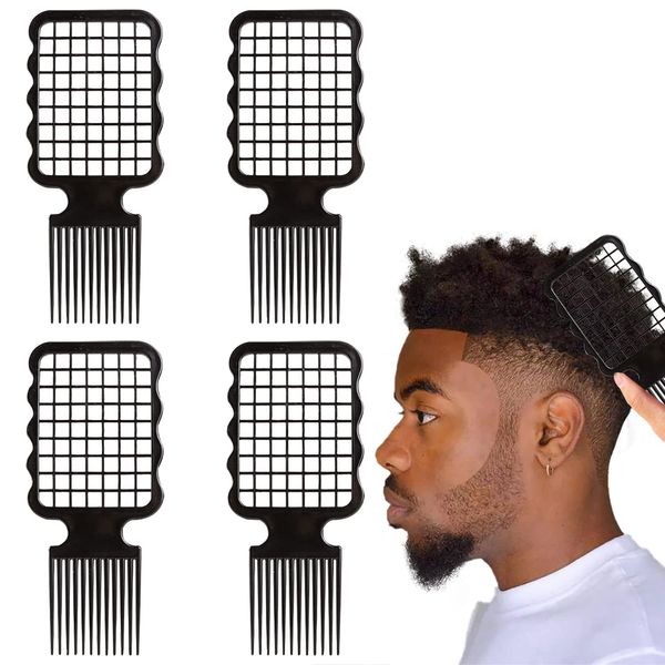 4 Pcs Twist Combs, Hair Sponge Alternative Comb for Men Curls Sponge Brush Upgrade Hair Brush (Black)