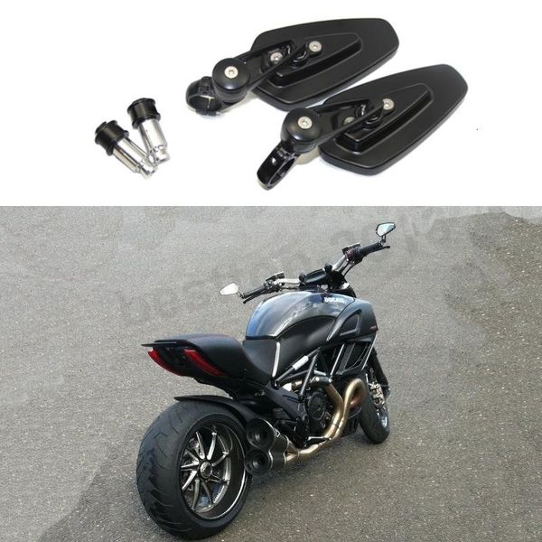 One Pair Black Motorcycle Handle Bar End Side Mirrors Custom For Ducati Diavel