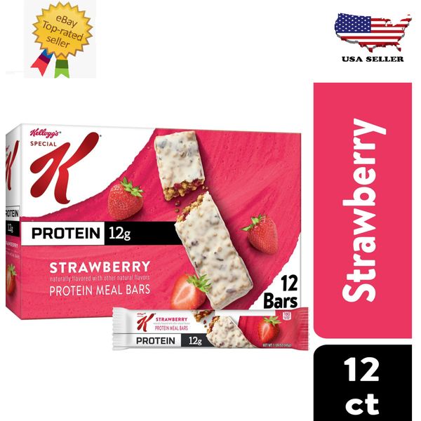 Kellogg's Special K Strawberry Chewy Protein Meal Bars, Egg-Free, 19 oz, 12 Coun