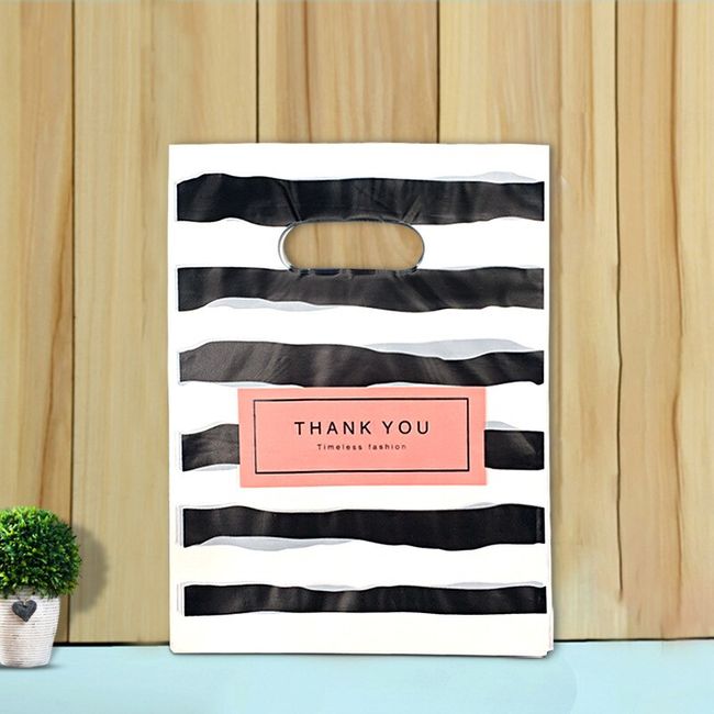 Wholesale Hot Pink Thank You Design Plastic Bag 20x25cm 50pcs