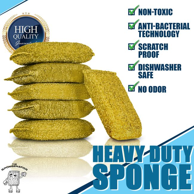  SPONGENATOR Kitchen Scrubbing Sponges - Heavy Duty Non-Scratch  Scrubbing Cleaner Sponges in 2 Colors - Multi-Surface Non-Metal Dish  Scouring Scrubbers for Fast Cleaning (Gold & Silver, 6) : Health & Household