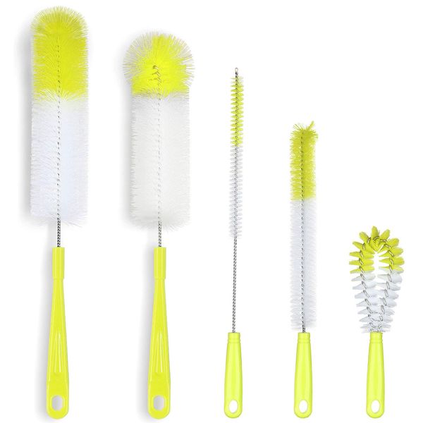 ALINK Bottle Cleaning Brush Set - Long Bottle Cleaner for Washing Beer/ Wine Narrow Neck Bottles, Hummingbird Feeder, S’Well, Sports Water Bottles, Plus Tea Kettle Spout/ Lid Cleaner, Straw Brush