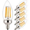 6Pack E12 LED Candelabra Dimmable Light Bulb, 8.8W (75W), 4000K, B11, 800LM